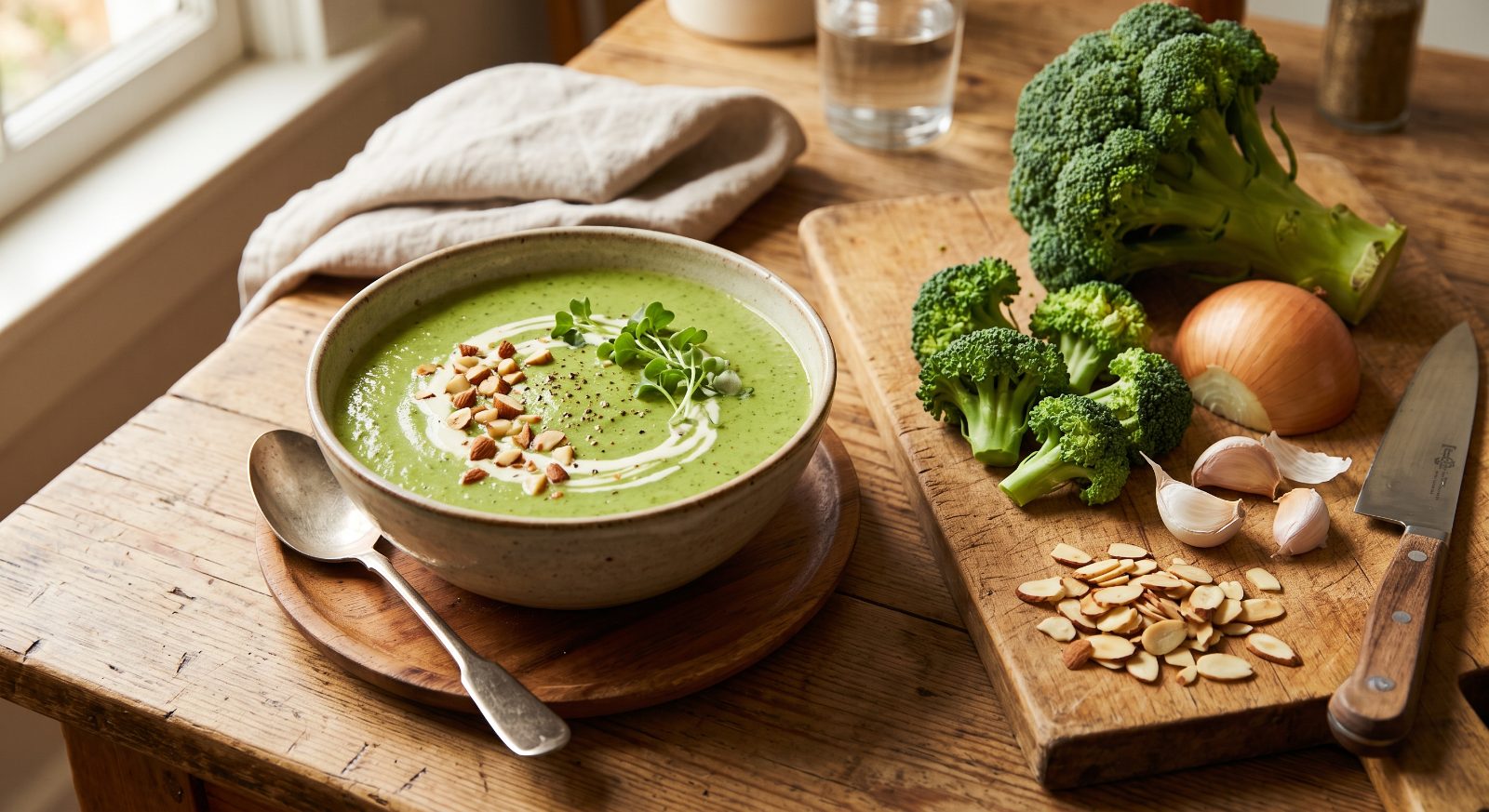 Creamy Broccoli Almond Soup