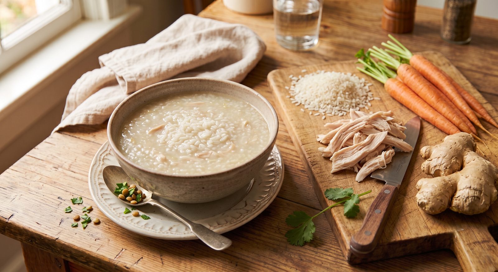 Soothing Chicken & Rice Soup (Congee-style)
