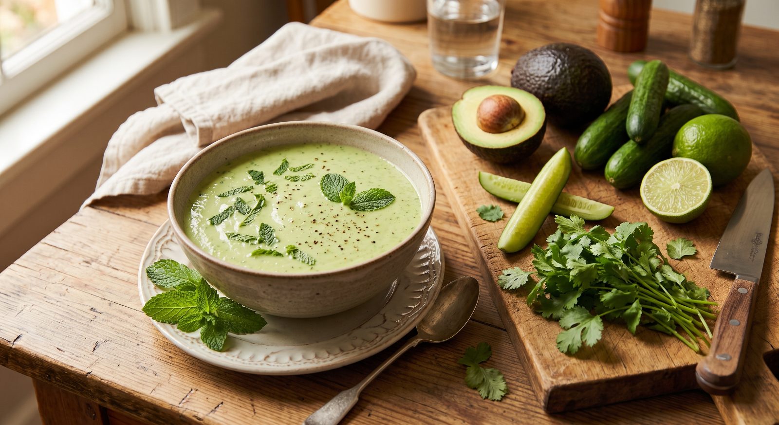 Chilled Cucumber Avocado Soup