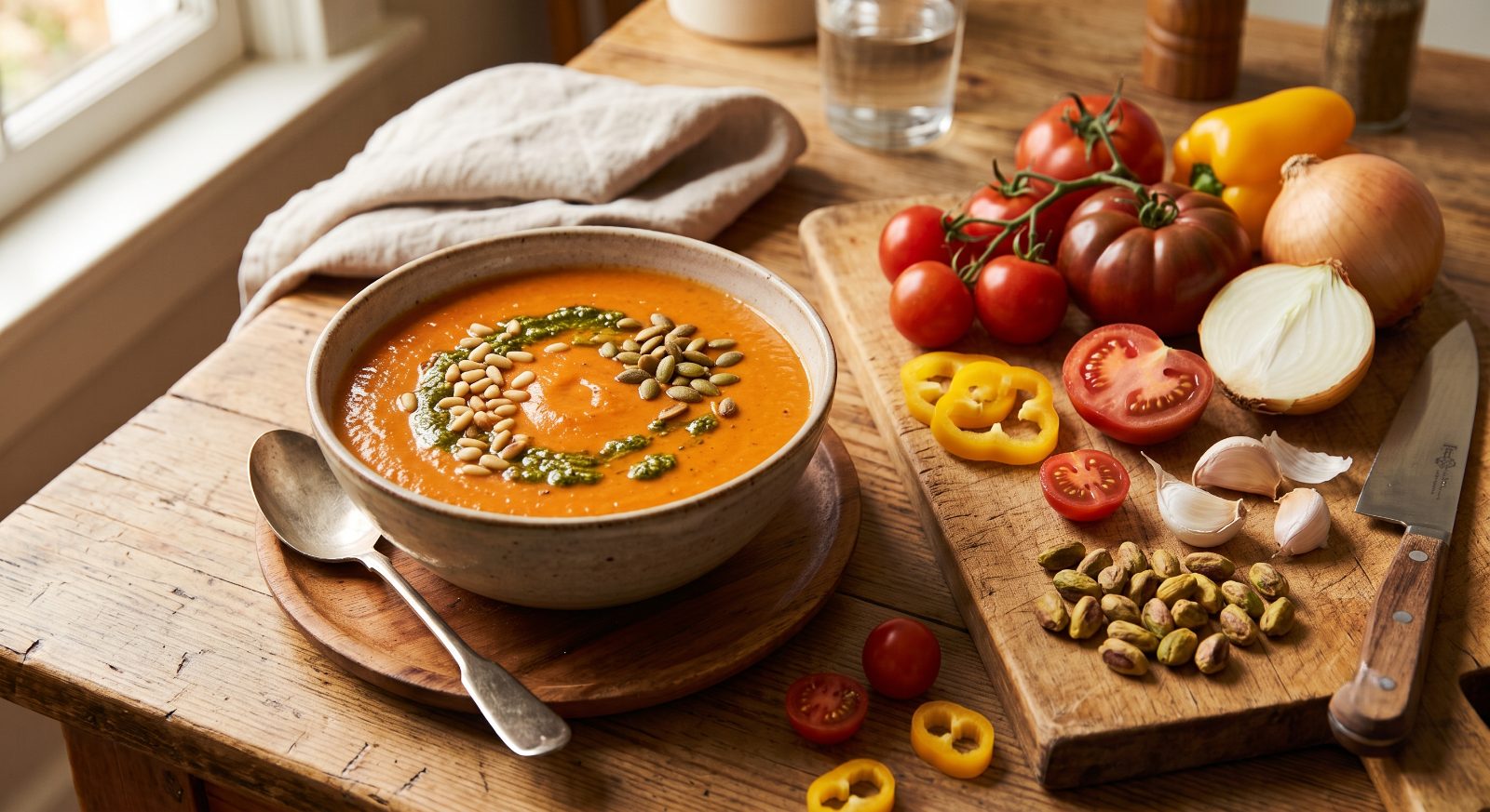 Creamy Roasted Tomato & Yellow Pepper Soup