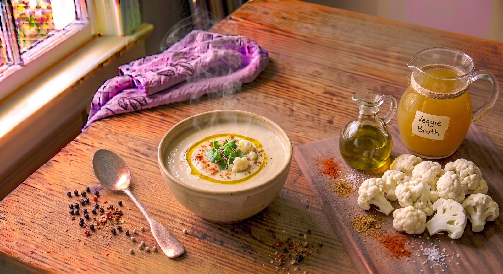 Whipped Cauliflower & Olive Oil Cream Soup